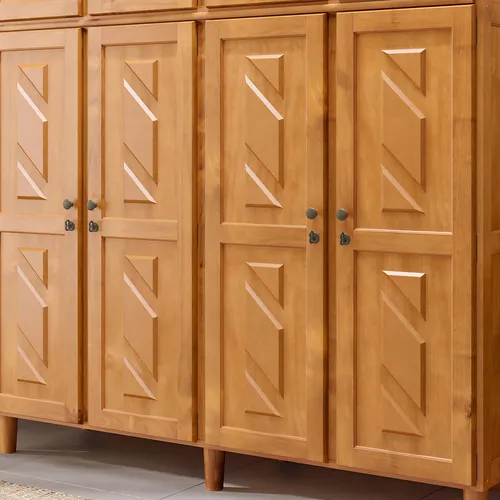 Armario Milan con 4 puertas, maleta, 2 cajones, madera de melón