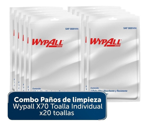 Paños De Limpieza Wypall X70 Toalla Individual X20 Toallas