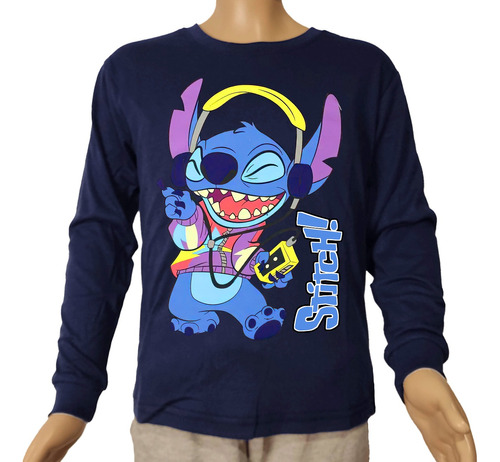 Camisetas Remeras Manga Larga Stitch Niño