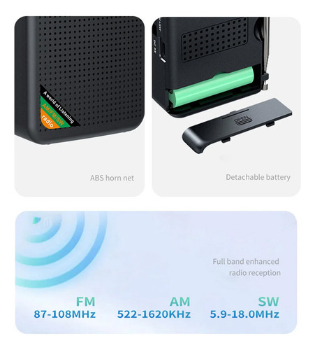 Radio Portátil Recargable Multibanda, Mini Radios De Resiste