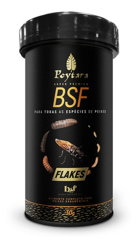 Poytara Bsf Flakes Black Line - Pote 30g - Ração Peixes
