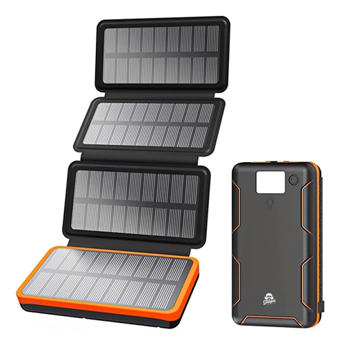 Mr. Gadgets Power Bank Nova Charger Plus 20,000mah Batería Portátil Con 4 Paneles Solares, Cargador Multipuertos, Banco De Energía Solar Recargable, Carga Rápida, Ideal Para Viajes, Con Indicador Led