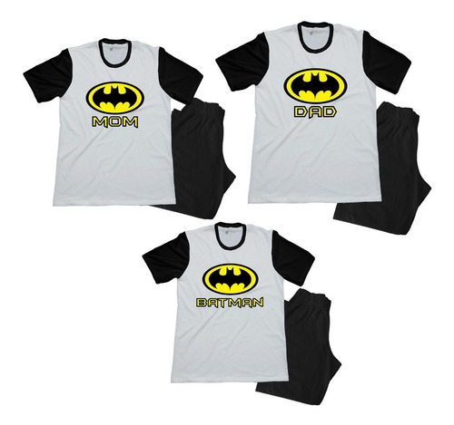 Pijama Combo Familiar Batman Papa Mama Hijo