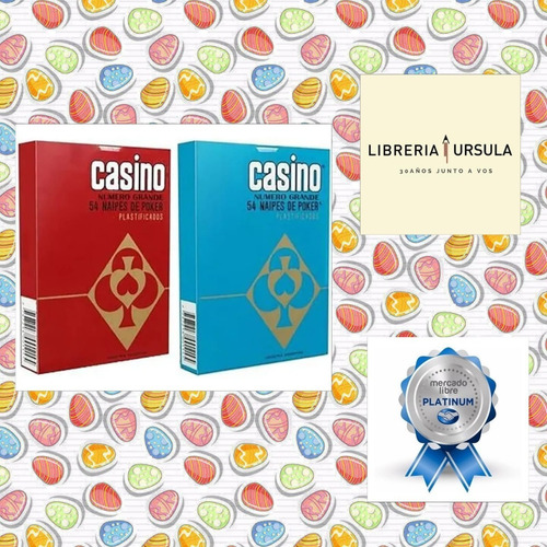 Naipes De Póker Plastificados X54 Casino (x2 Unidades)