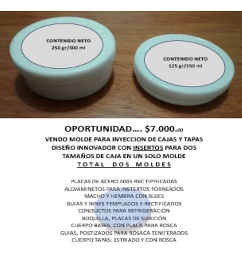 Molde Para Inyeccion De Cajas Y Tapas Plasticas