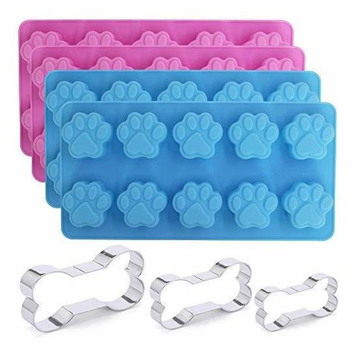 4 Paquetes De Moldes De Silicona Para Patas De Perro Y 3 Paq