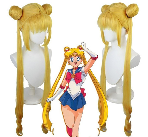 Peluca Dorada Para Cosplay Tsukino Usagi De Sailor Moon Crys