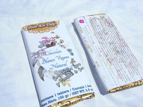 Imagen 3 de 6 de Pack X 4 Tabletas De Chocolate Blanco Natural. Manteca Cacao