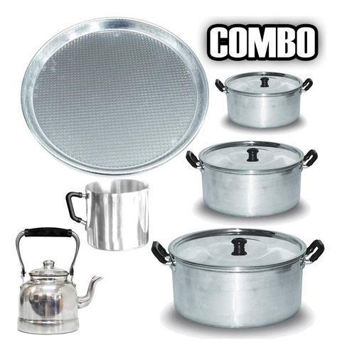 Set Bateria De Cocina 10 Piezas De Aluminio Olla Pava Sarten