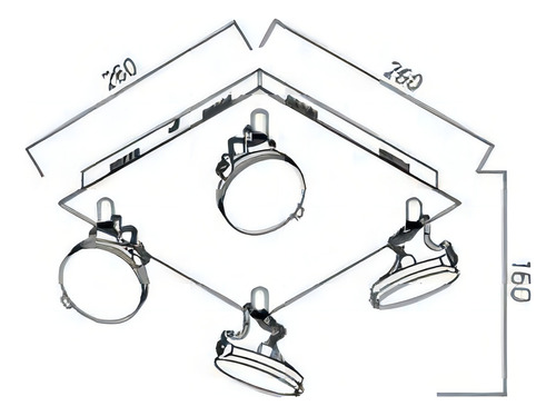 Spot Plafon Moderno 4 Luces Pared Platil Solucion Candil 20w