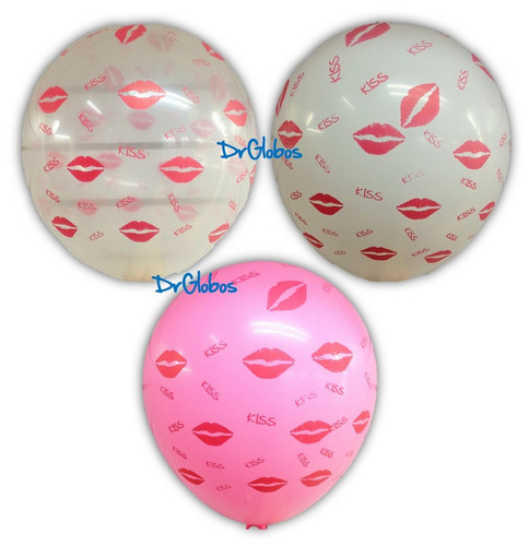 Globos Latex Estampado Besos Kisses Amor Te Amo