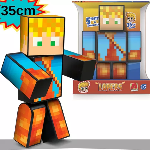 Boneco Minecraft Gamer r Lopers 35cm Streamers+brinde