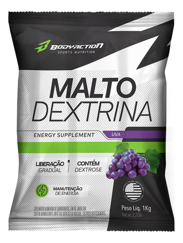 Maltodextrina Dextrose Hard Grow Soldiers Body Action - 1kg Sabor Uva