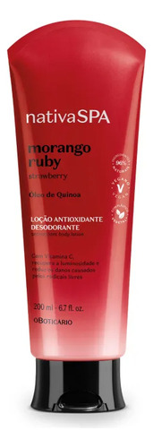 Combo Nativa Spa Morango Ruby: Body Splash 200ml + Loção Corporal 200ml