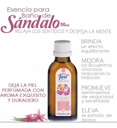 Esencia De Sándalo 50ml Swiss Just Original Más Sachet