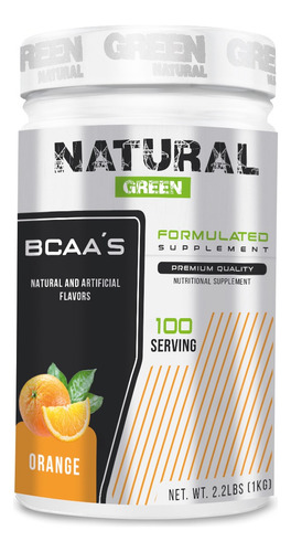 Aminoácidos Bcaas Green Varios Sabores 1kg 100 Servs Naranja