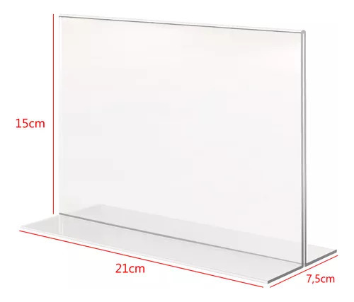 Display Acrílico Horizontal T Mesa Balcão Qr Code A5 100 Uni