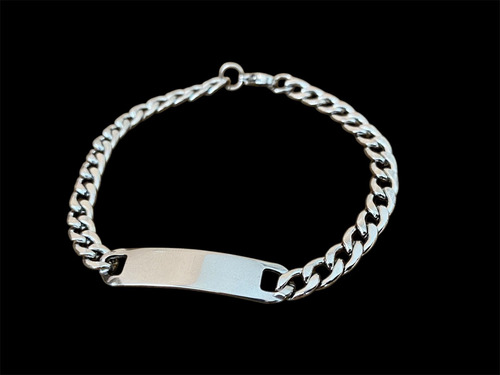Esclava Personalizada Grabado Láser Acero Inoxidable Plateado 21 Cm