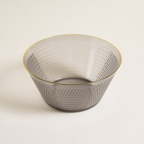 Imagen 2 de 4 de Bowl De Acrilico Scales Fume Con Borde Dorado 15x7,5 Cm