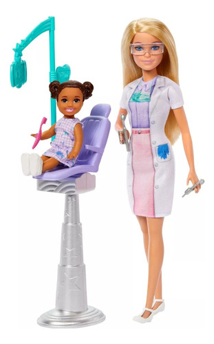 Boneca Barbie Profissões Dentista Com Paciente Jcr74 -mattel