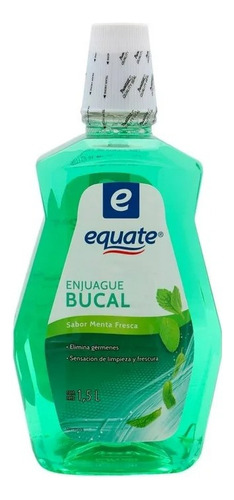 2 Pza Enjuague Bucal Equate Menta Fresca 1.5 L