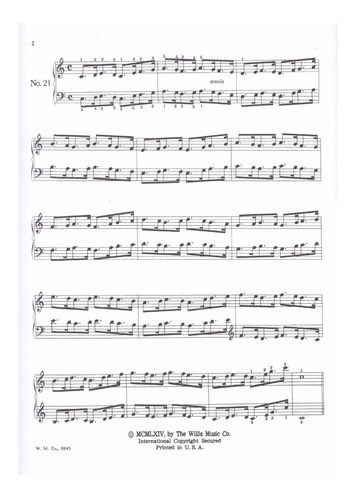 The Hanon Studies By John Thompson Book Two., De Hanon Charles-louis. Estudios Para Piano, Vol. Book Two. Editorial The Willis Music Company, Tapa Blanda, Primera Edición En Inglés, 1964