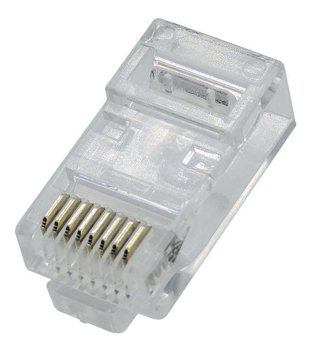 Imagem 5 de 7 de Pote Com 100 Unidades Plug Rj45 Macho Cat5e Crimpa Fácil