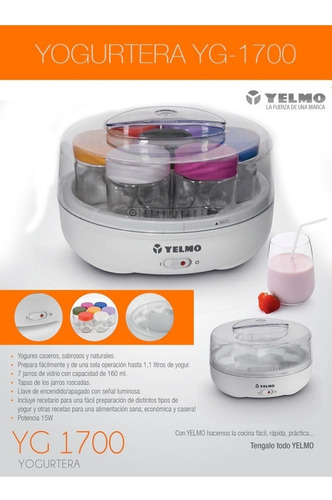 Imagen 4 de 9 de Yogurtera Fabrica De Yogurt Yelmo Yg-1700 7 Jarros + Recetas