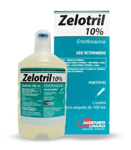 Zelotril 10% 500ml Enrofloxacina Agener União Bovinos Suínos Cães