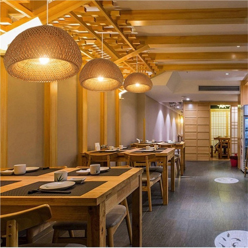 Lámpara De Mimbre De Bambú De 30 Cm, Estilo Japonés