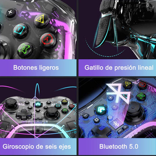 Control Inalámbrico Rgb Para Nintendo Switch Y Pc Con Vibrac