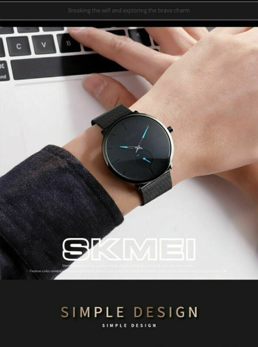 Reloj Hombre Skmei 9185 Acero Negro Minimalista Gtia Top Vip