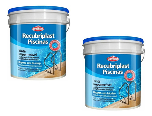 Kit 2 Tinta Piscina Azul Impermeabilizante 3,6l Recubriplast