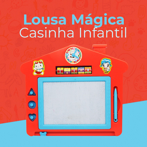 Imagem 6 de 7 de Quadro Magico Infantil Caneta Carimbo Casinha Lousa Laranja