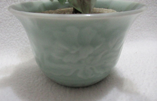 Árbol De La Vida Flores Rosas Piedra Dura Y Maceta Celadón (Usado)