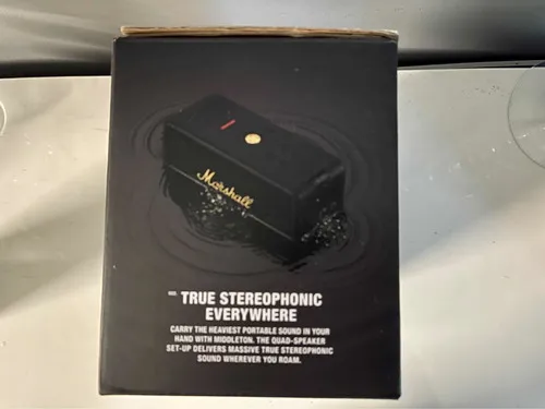 Parlante Marshall Middleton portátil con bluetooth waterproof black and brass 220V