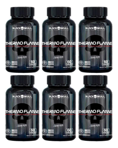 Kit 6x Thermo Flame - 60 Caps Black Skull Sabor Without Flavor