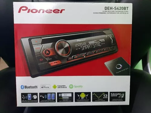 Pioneer DEH-S420BT, Radio CD, 1-DIN, compatible Android e iPhone,  Bluetooth, Spotify, color Rojo