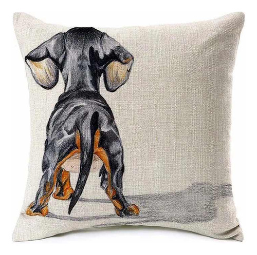 Funda Cojín Perro Salchicha Dachshund Espalda 45x45 Cm