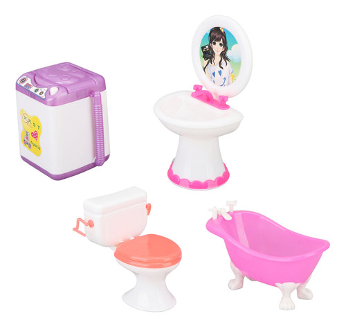 Set De Baño Dollhouse De Simulación De Lavabo En Miniatura