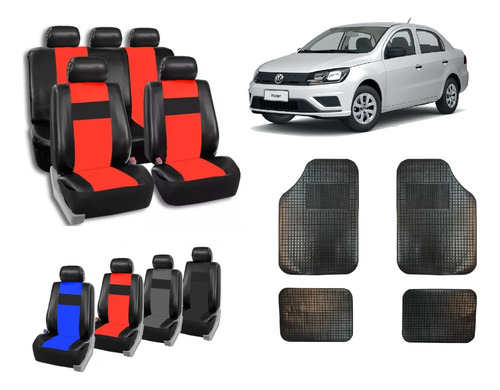 Fundas Cubre Asiento Cuerina Para Vw Voyage + Alfombra 4 Pzs