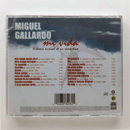 Cd Miguel Gallardo - Mi Vida (2006) - Sellado.