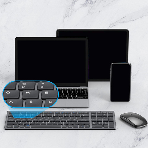 Teclado Inalámbrico Inalámbrico Con Cable Usb Plata
