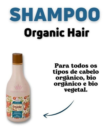 Shampoo Organic Hair Para Fibra Orgânica Com Glicerina 500ml