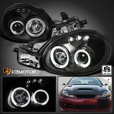 Black Fits 2000-2002 Dodge Neon Led Halo Projector Headl Zzf