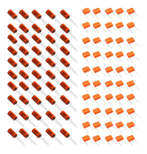 Kit C/ 50 Capacitor 2,2uf X 250v + 50 Capacitor 47uf X 100v 