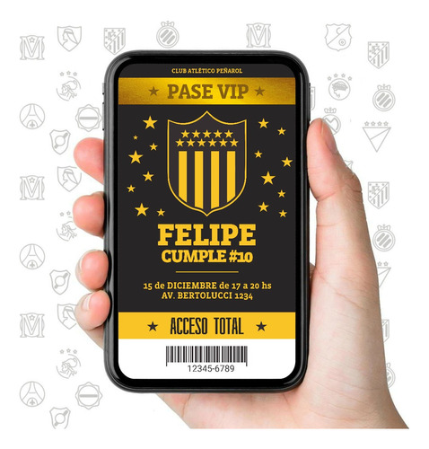 Tarjeta Cumpleaños Peñarol, Fútbol, Personalizado, Digital