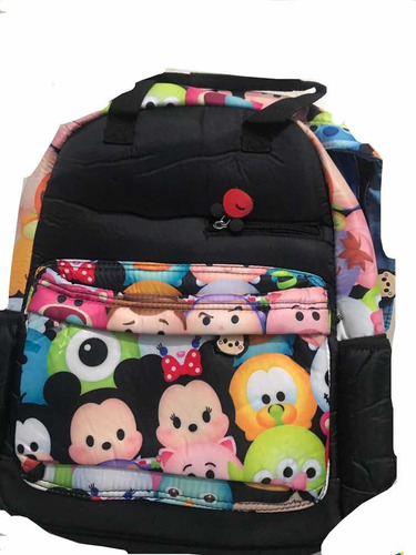 Mochila Para Kínder O Adolescente. Tsum Tsum Minion Color Negro