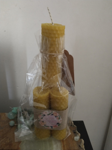 Velas De Miel Cera 100% Pura Paquete 3 No Son Delgadas