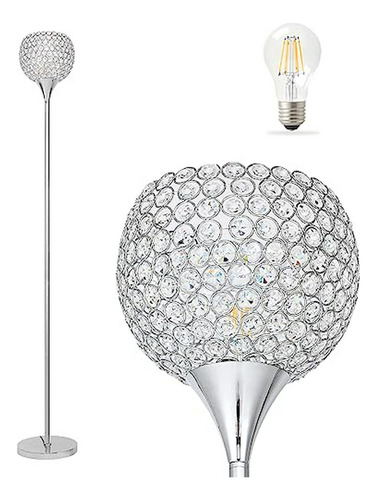 Lámpara De Pie Cristal Plata Led